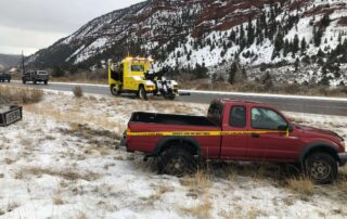 West Vail Shell Towing recoving a vehicle on I-70